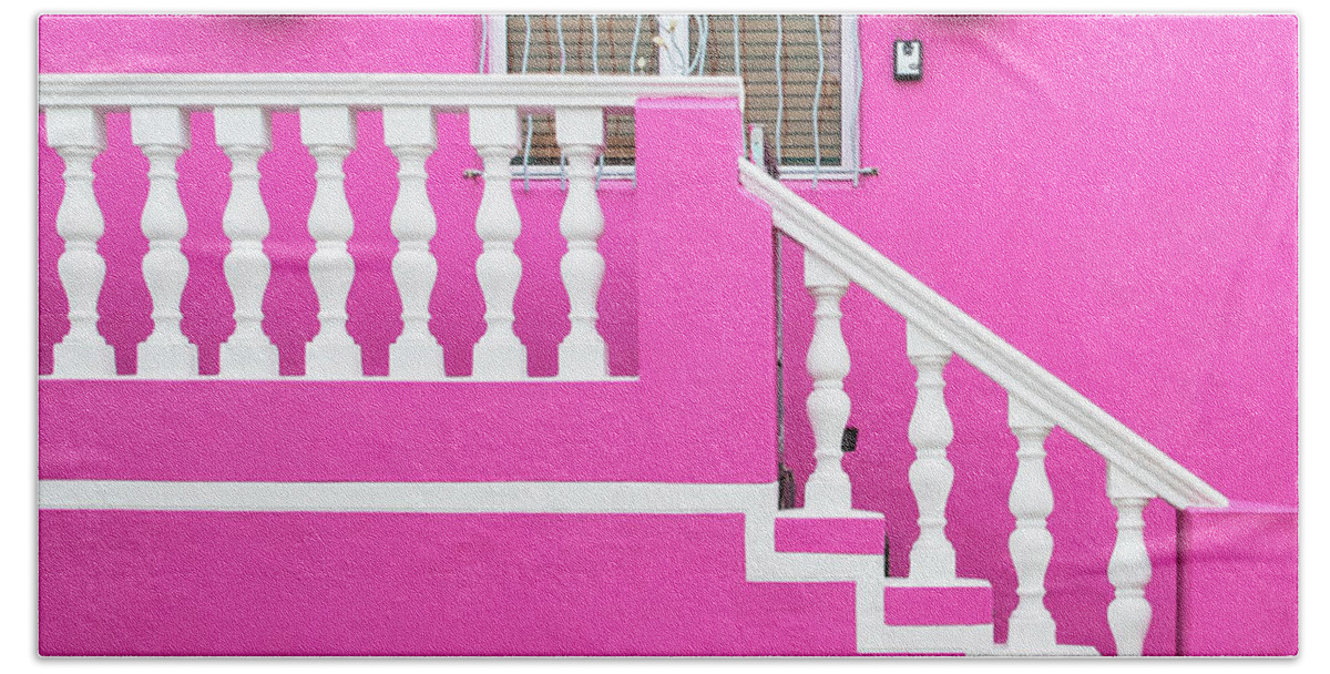 Bo Kaap Beach Towel featuring the photograph Pink House by Elvira Peretsman