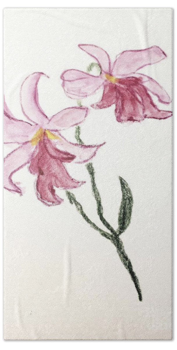  Beach Towel featuring the painting Pink Orchids by Margaret Welsh Willowsilk