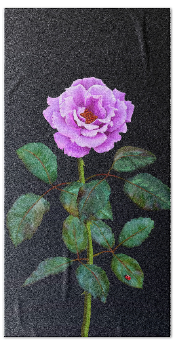 Pink Rose Beach Towel featuring the painting Pink Perpetual Rose by David Arrigoni