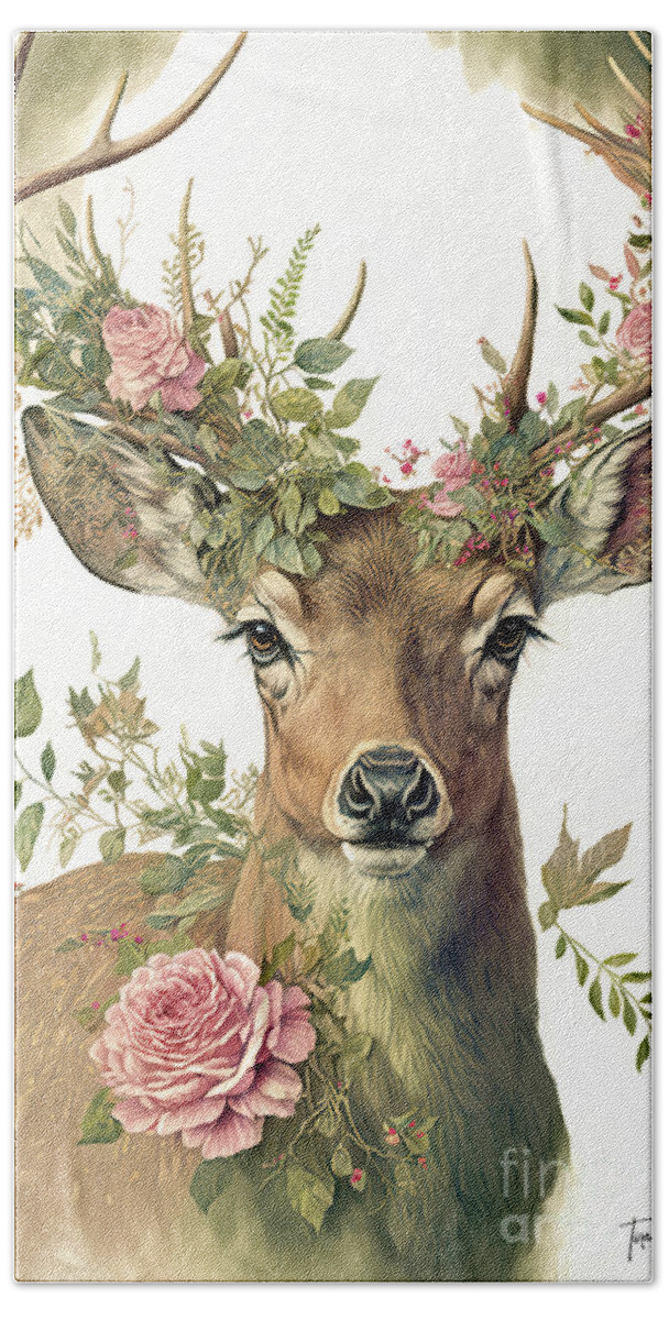 #faaadwordsbest Beach Towel featuring the painting Pink Rose Buck by Tina LeCour