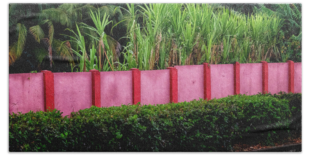 Havana Cuba Beach Towel featuring the photograph Pink Wall by Tom Singleton