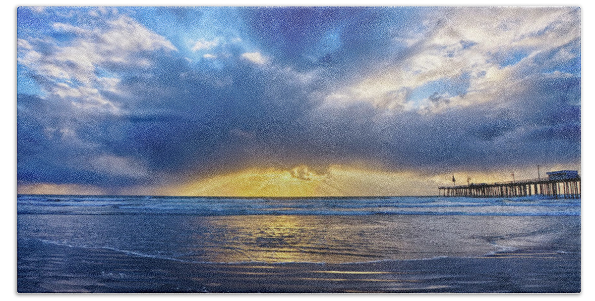 Sunset Beach Towel featuring the photograph Pismo Storm by Beth Sargent