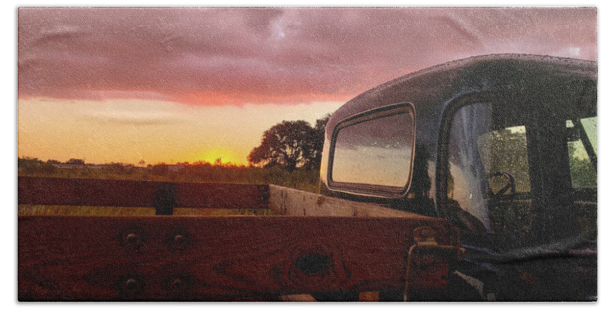 Sunset Beach Towel featuring the photograph Truck Bed Sunset by Alexis King-Glandon