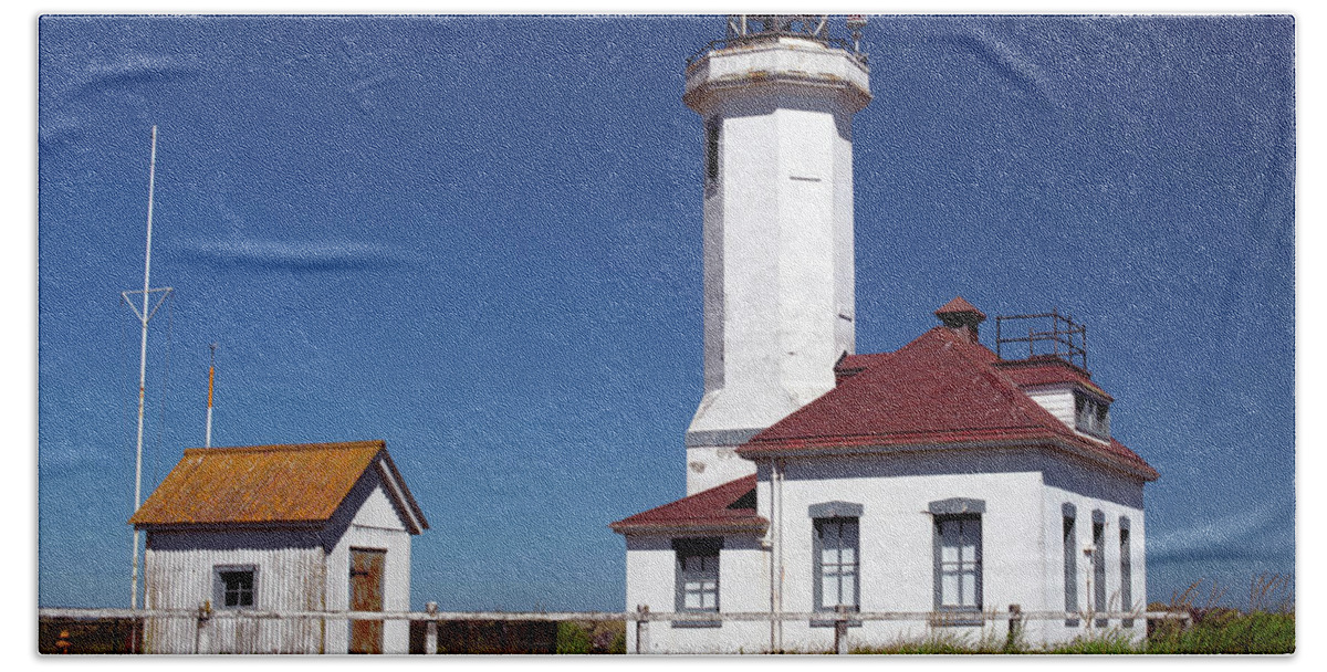 Photo Beach Towel featuring the photograph Point Wilson Lighthouse V2 by Greg Sigrist