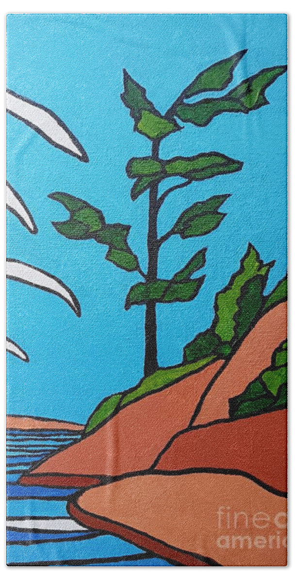 Trees Beach Towel featuring the painting Pointe au Baril by Petra Burgmann