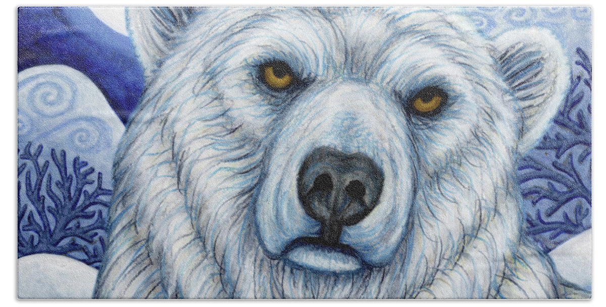 Polar Bear Beach Towel featuring the painting Polar Bear Moon by Amy E Fraser