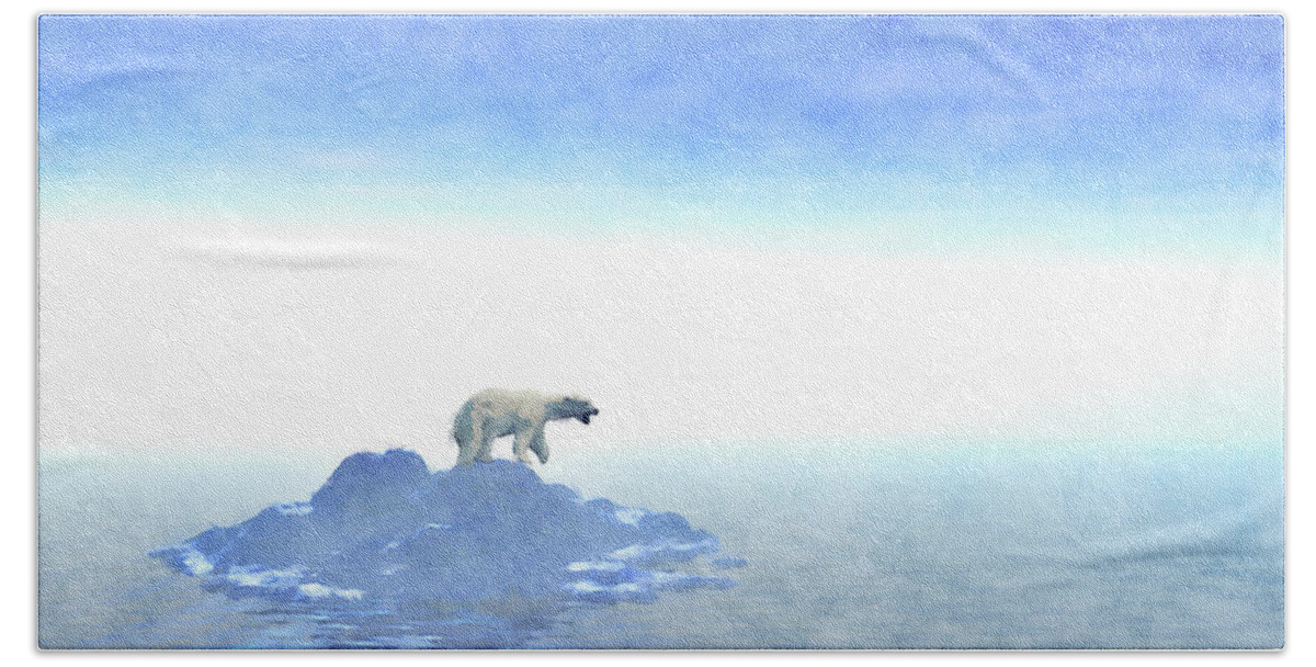Polar Bear Beach Towel featuring the digital art Polar Bear On Iceberg by Phil Perkins