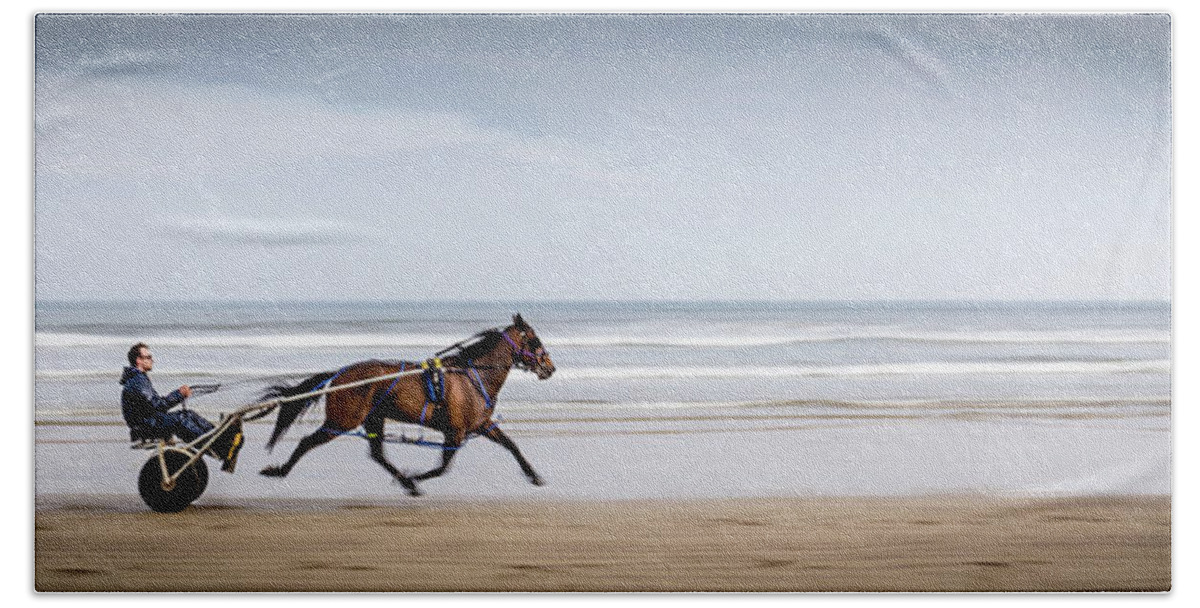 Pony Beach Towel featuring the photograph Pony and Trap by Nigel R Bell