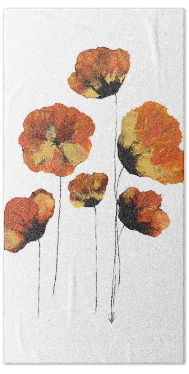 Flower Art Beach Towel featuring the painting Poppies Aflame by Catherine Jeltes