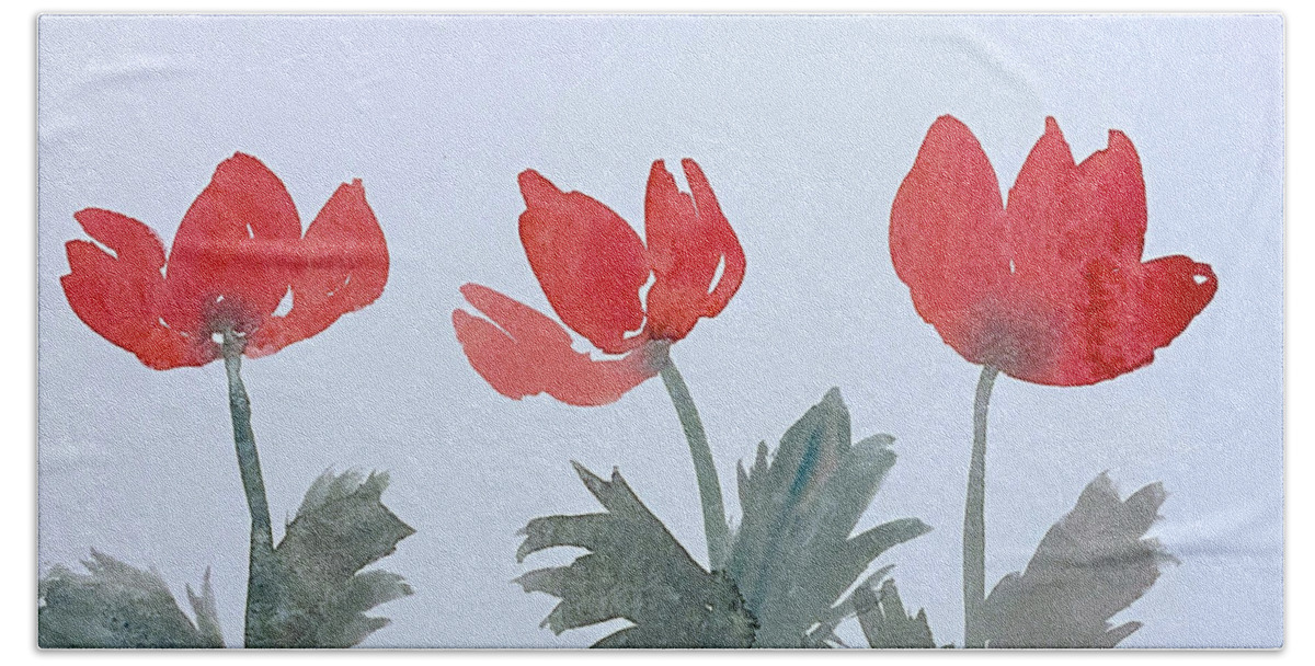 Poppies Beach Towel featuring the painting Poppies by Lisa Neuman