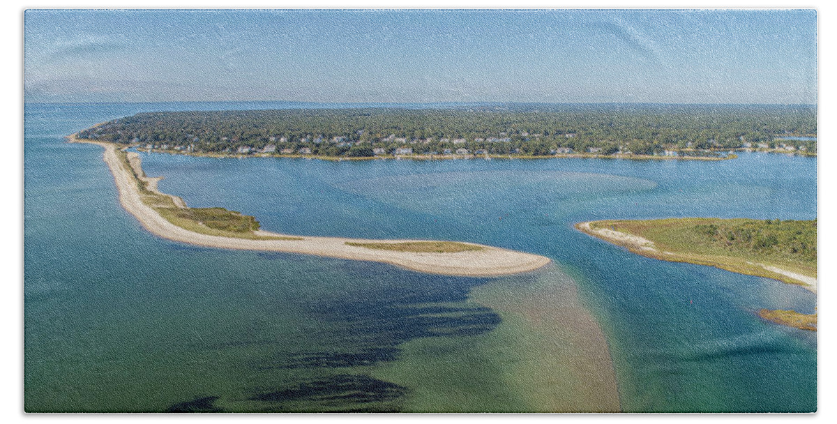 Mashpee Beach Towel featuring the photograph Popponesset Spit by Veterans Aerial Media LLC