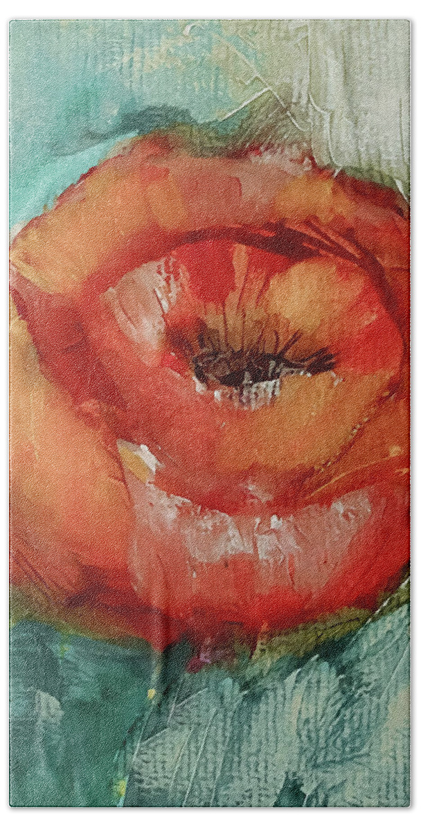 Poppy Beach Towel featuring the painting Poppy Perfection IV by Lisa Kaiser