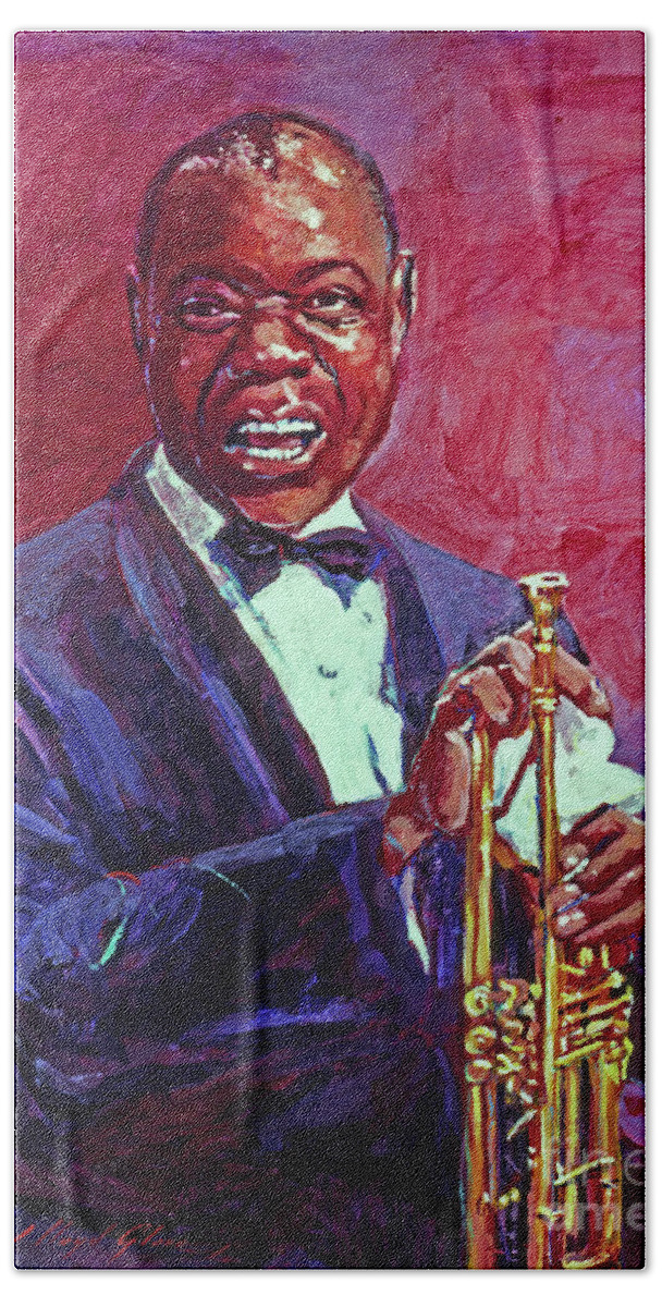 Louis Armstrong Beach Sheet featuring the painting Pops Armstrong by David Lloyd Glover