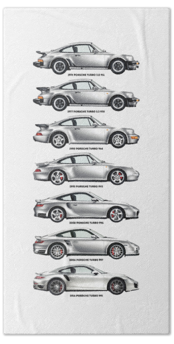 Porsche 911 Turbo Beach Towel featuring the digital art Porsche 911 Turbo Evolution by Hoolst Design