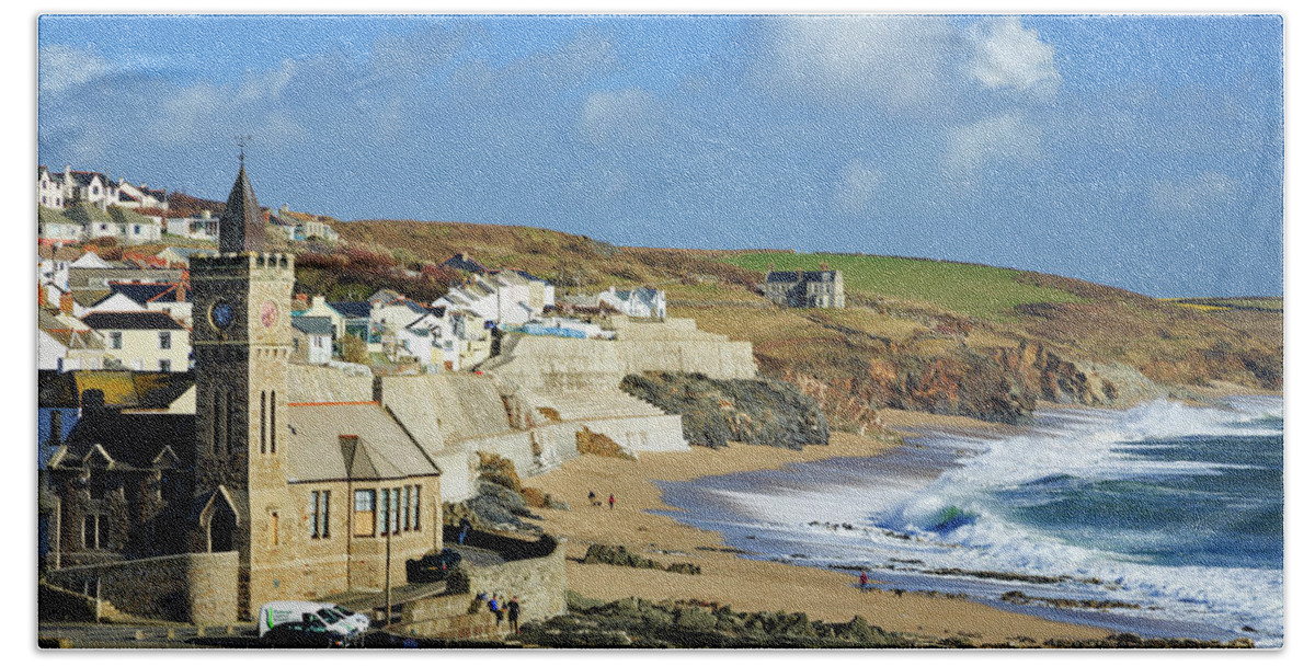 Porthleven Beach Towel featuring the photograph Porthleven by Ian Middleton