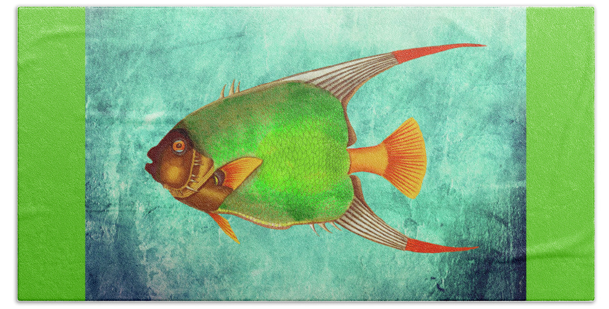 Brilliant Fish Beach Towel featuring the digital art Portrait of a Fish 2 by Lorena Cassady
