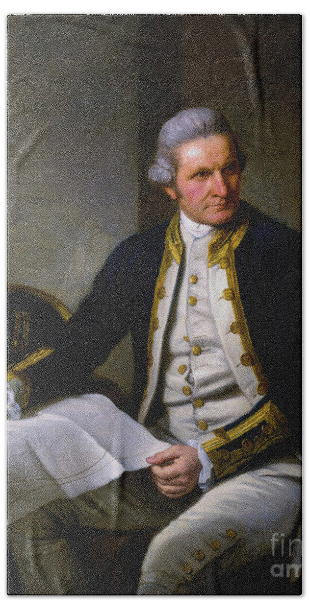 Portrait of Captain James Cook x2 Beach Towel by Historic illustrations -  Pixels