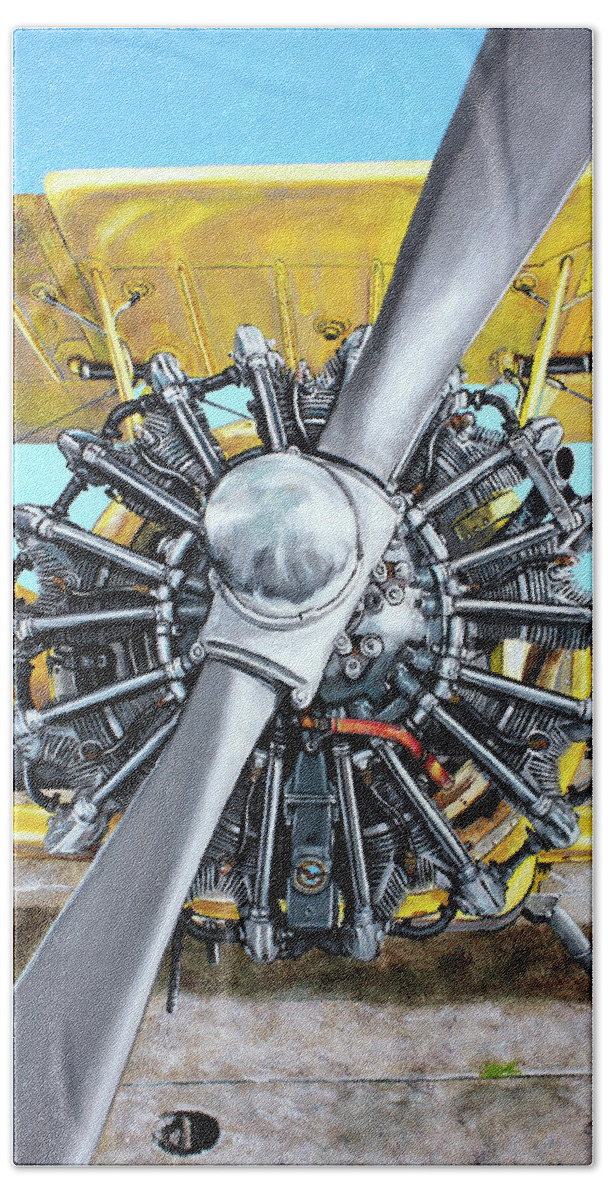 Airplane Beach Towel featuring the painting Pratt and Whitney 985 by Karl Wagner