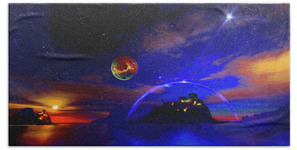  Beach Towel featuring the digital art Private Planet by Don White Artdreamer