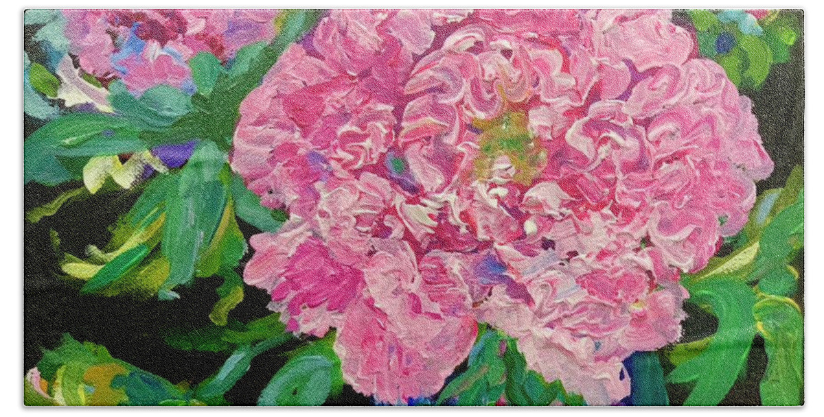 Pink Peony Beach Towel featuring the painting Prize Peony by Patsy Walton