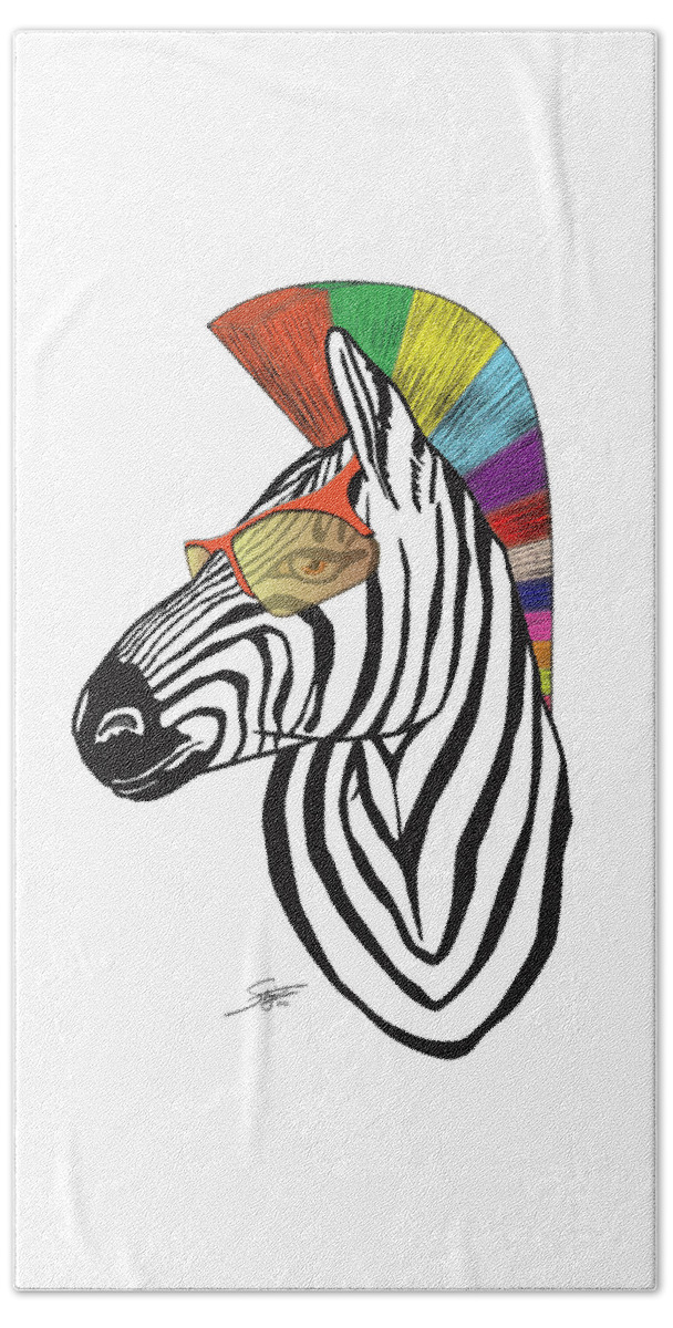 Adobe Beach Towel featuring the digital art Punk Zebra by Rick Stringer
