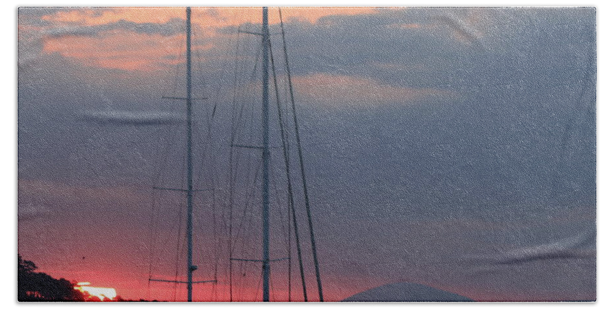 Sailboat Beach Towel featuring the photograph Punta Bay at Sunset by Robert McKinstry