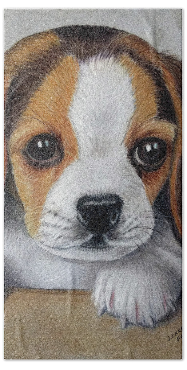 Beagles Beach Towel featuring the drawing Puppy Love by Lorraine Foster
