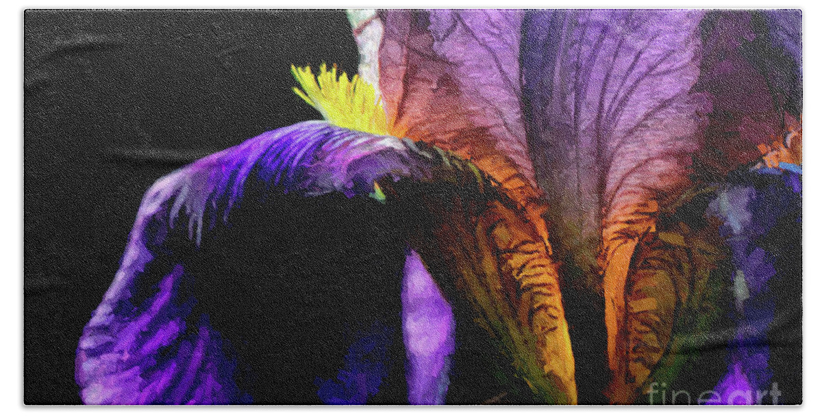 Flower Beach Towel featuring the digital art Purple Iris by Lois Bryan