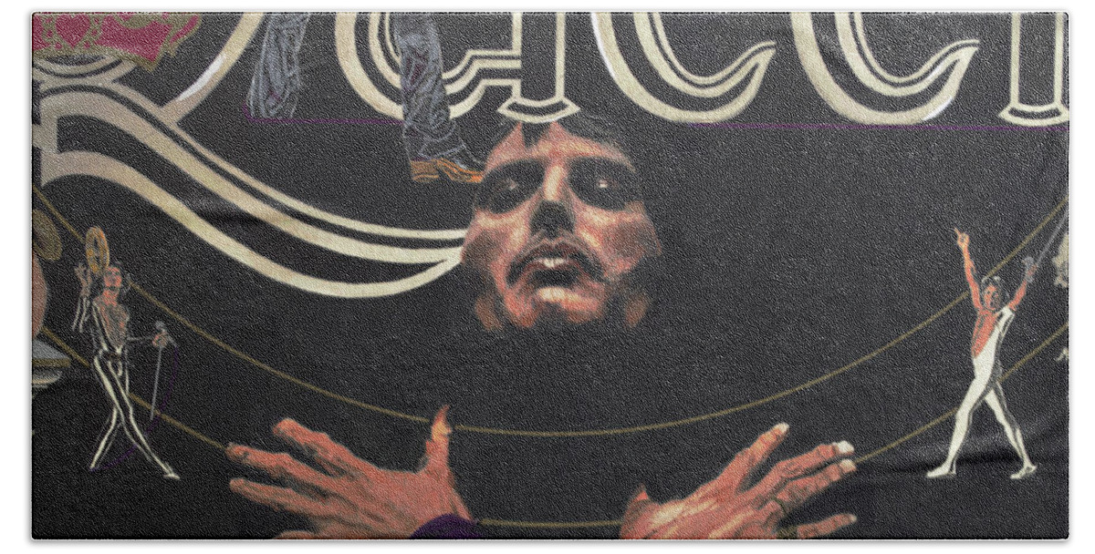 Colored Pencil Beach Towel featuring the drawing Queen 2 - Freddie Mercury - detail by Sean Connolly