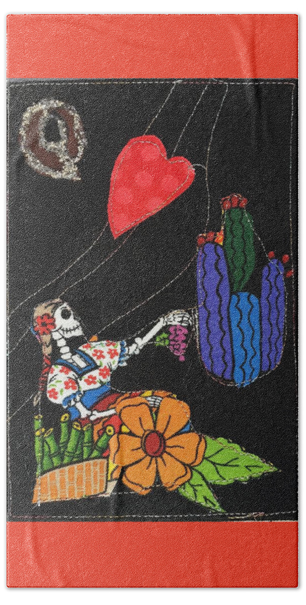 Queen Of Hearts Beach Towel featuring the mixed media Queen of Hearts by Vivian Aumond