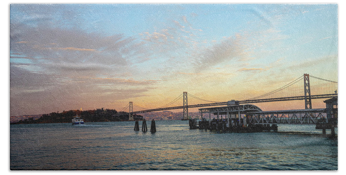 San Francisco Bay Beach Towel featuring the photograph Quiet Evening on the Waterfront by Bonnie Follett