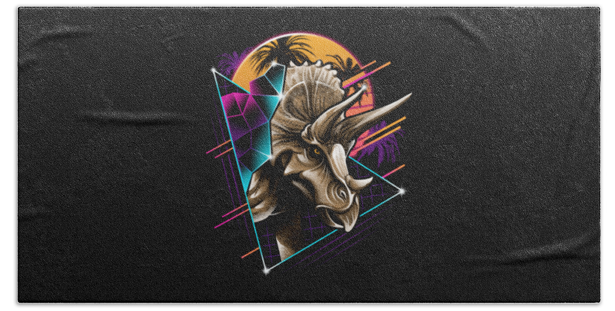 Triceratops Beach Towel featuring the digital art Rad Triceratops by Vincent Trinidad