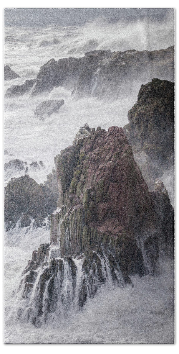 Aberdeenshire Beach Towel featuring the photograph Raging Seas by Anita Nicholson