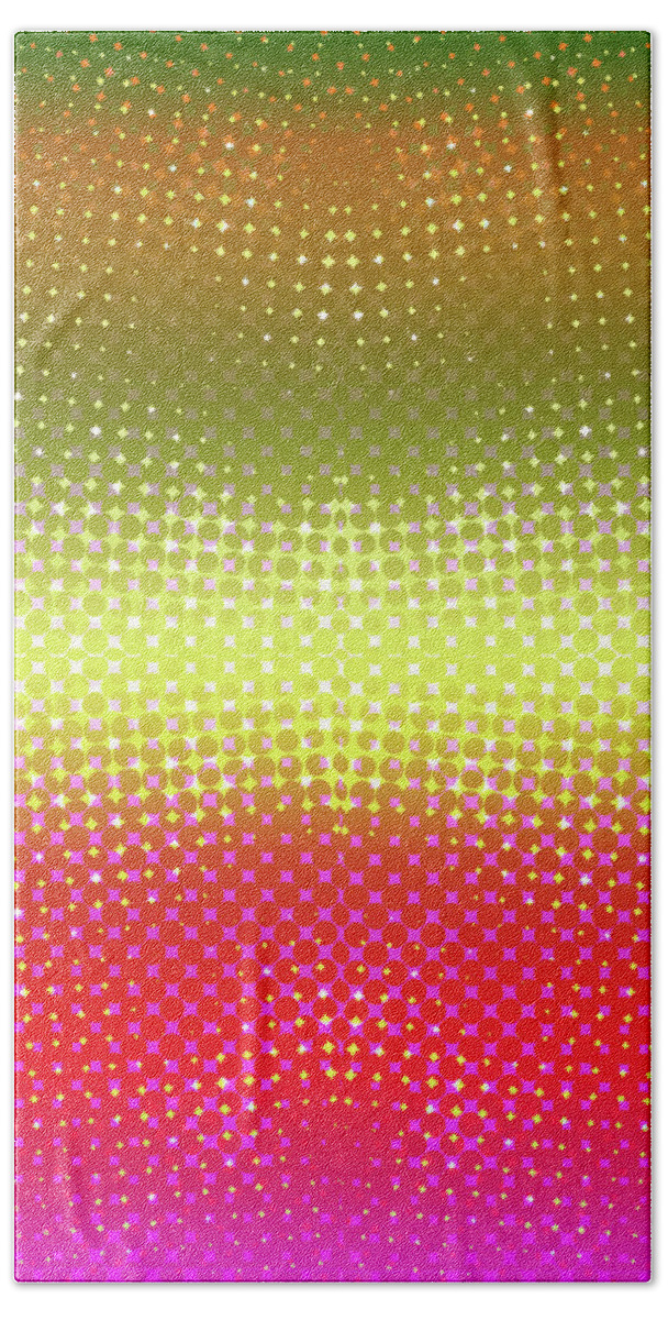 Yellow Beach Towel featuring the digital art Rainbow Glitter Pattern by Melinda Firestone-White