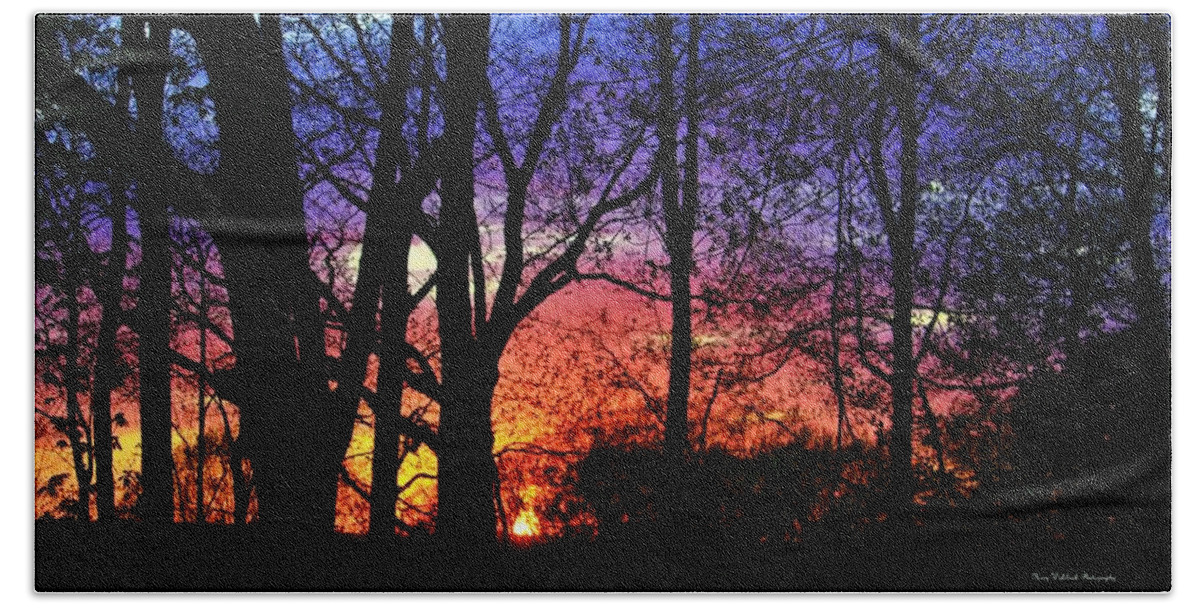 Landscape Beach Towel featuring the photograph Rainbow Sunset by Mary Walchuck