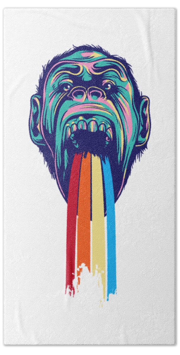 Lgbtq Beach Towel featuring the digital art Rainbow Tongued Monkey by Jacob Zelazny
