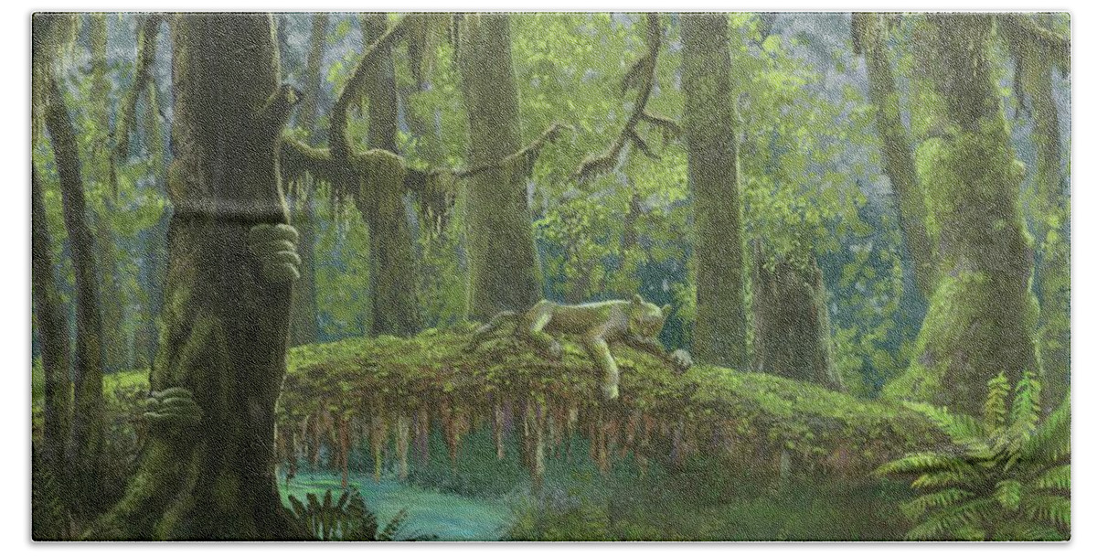 Rainforest Beach Towel featuring the painting Rainforest Afternoon by Don Morgan