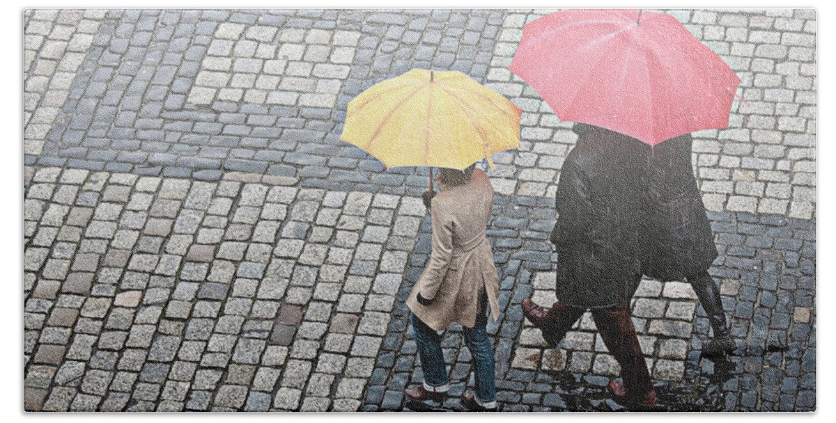 Umbrellas Beach Towel featuring the photograph Rainy day in Heidelberg by Tatiana Travelways