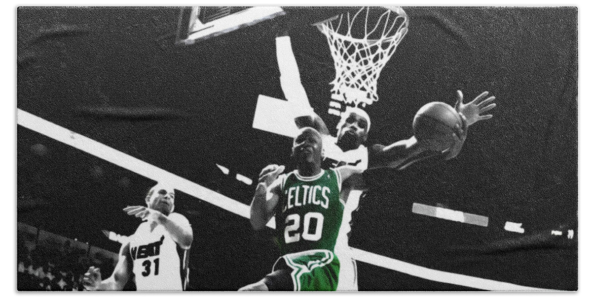 Ray Allen Beach Towel featuring the digital art Ray Allen and King James by Brian Reaves