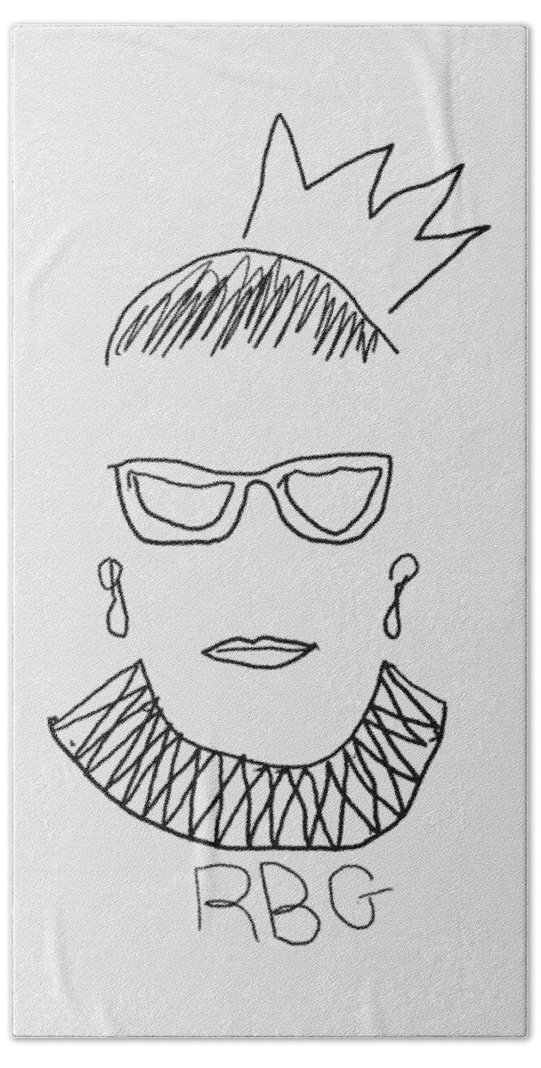 Ruth Bader Ginsburg Beach Towel featuring the painting RBG Ruth Bader Ginsburg Drawing 2 by Tony Rubino