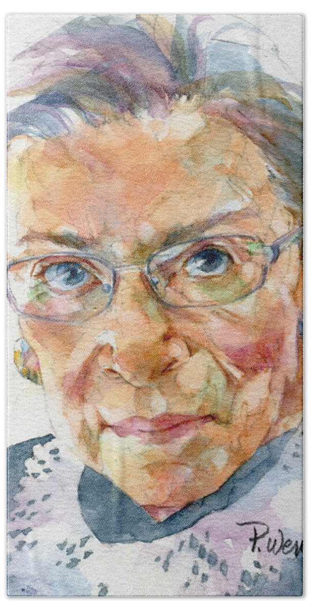Ruth Bader Ginsburg Beach Towel featuring the painting Ruth Bader Ginsburg Tribute by Pam Wenger