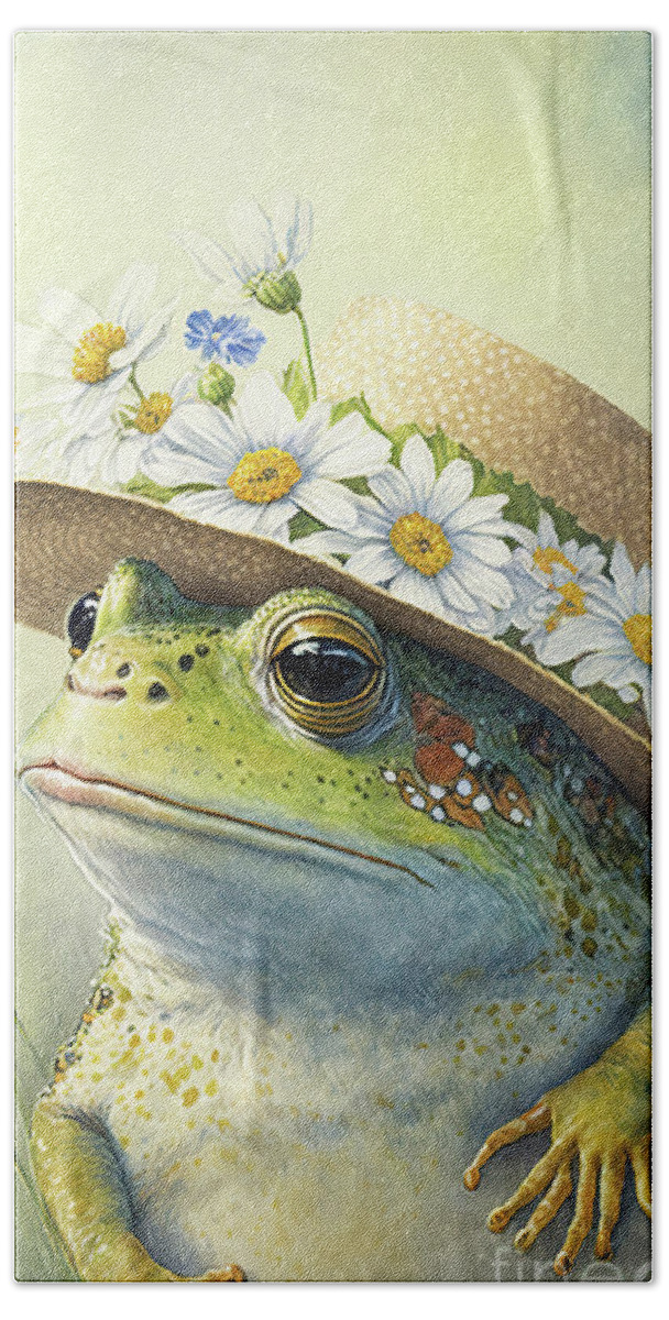 Frog Beach Sheet featuring the painting Ready For The Garden by Tina LeCour