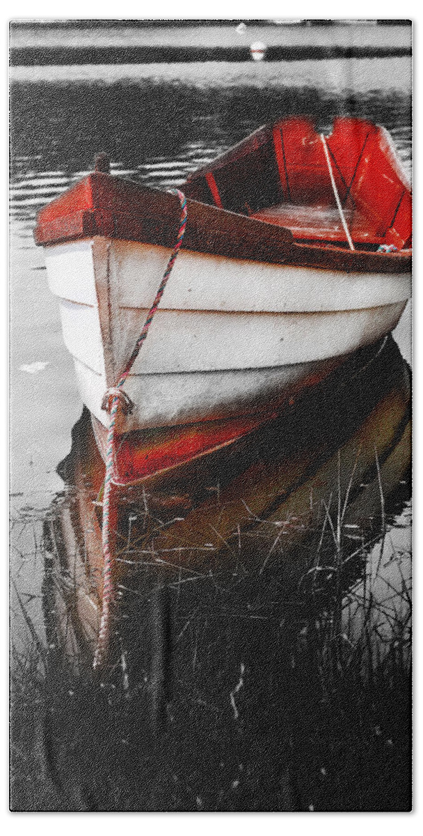 Red Boat Beach Towel featuring the photograph Red Boat by Darius Aniunas