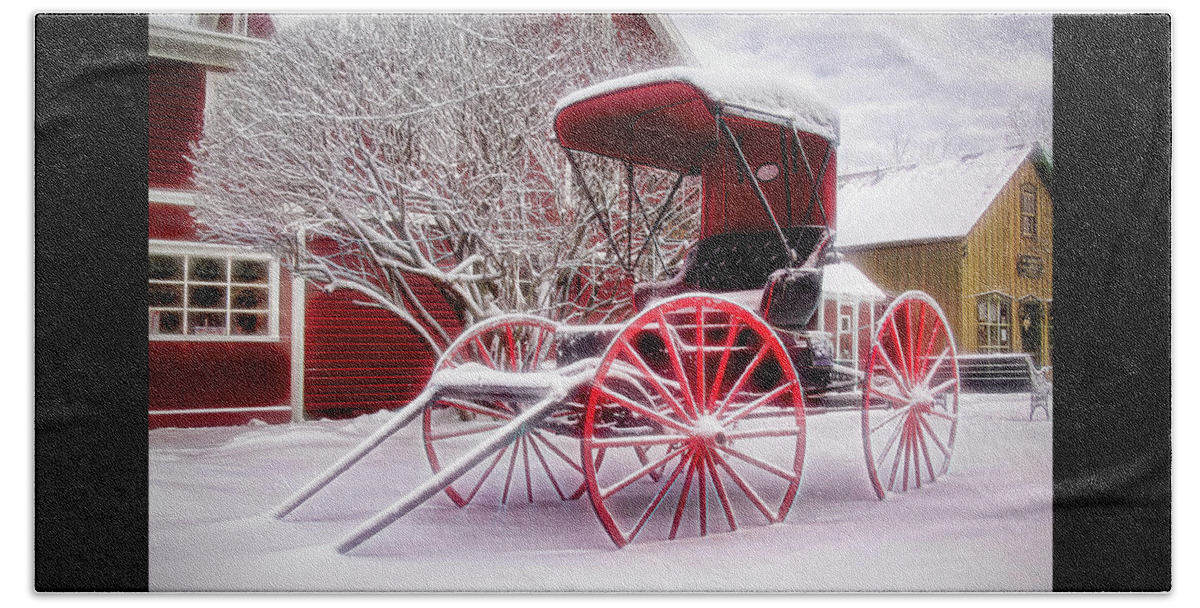 Photographer In North Ridgeville Beach Sheet featuring the photograph Red Buggy at Olmsted Falls - 1 by Mark Madere