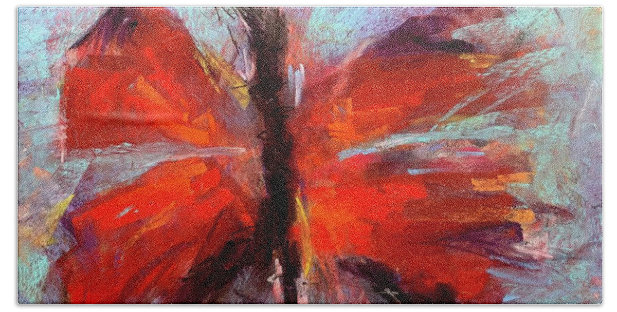 Butterfly Beach Towel featuring the painting Red Butterfly by Bonny Butler