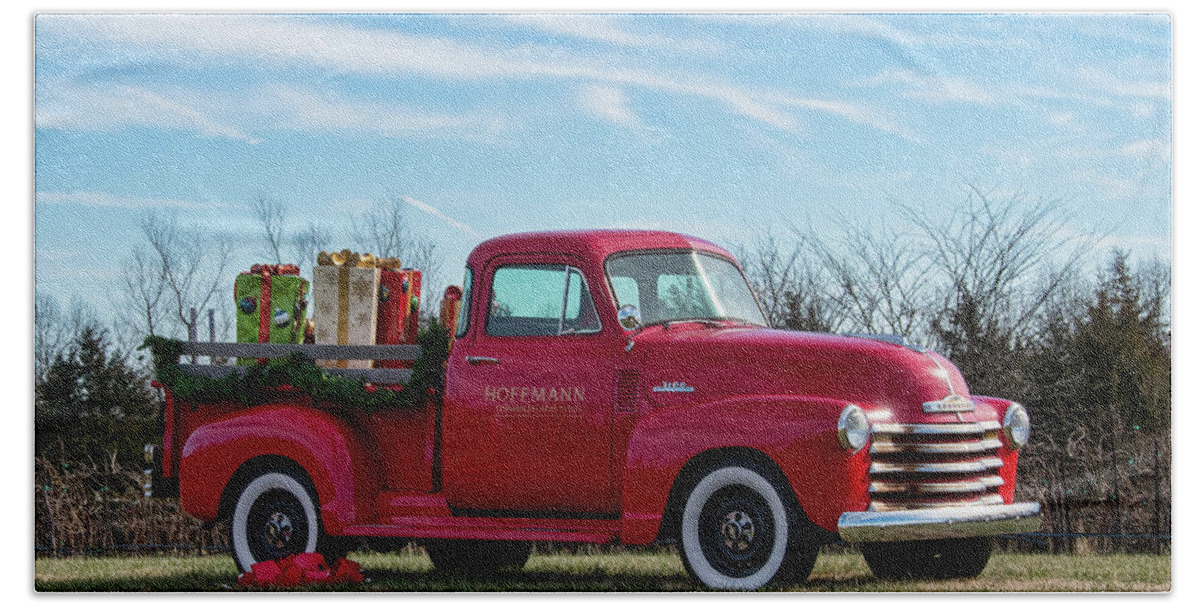 Missouri Beach Towel featuring the photograph Red Chevy by Steve Stuller