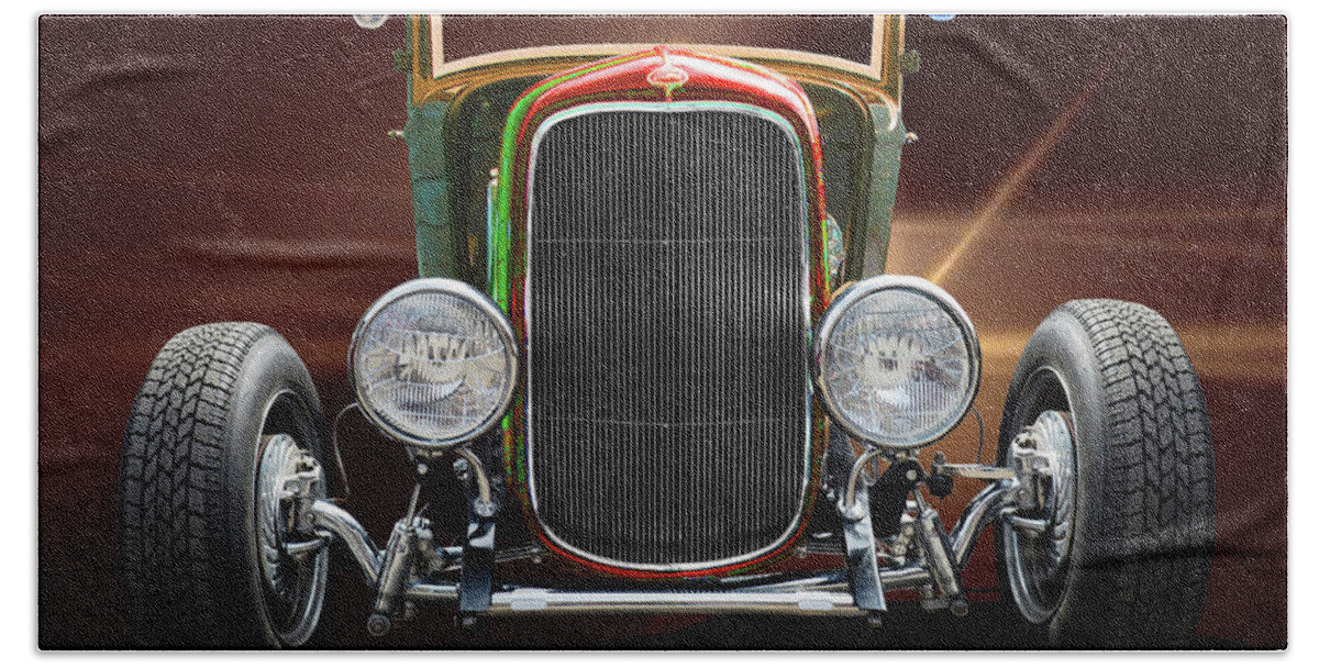 1903 Beach Towel featuring the digital art Red Hot Rod Coup by Anthony Ellis