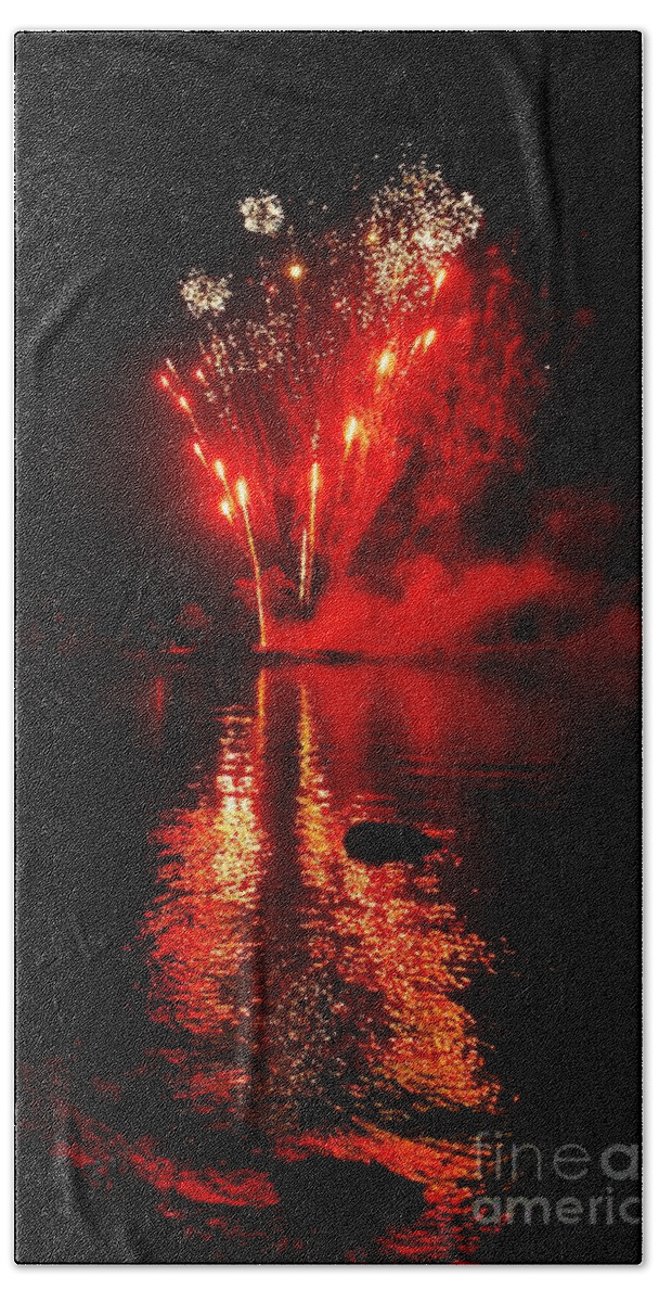 Fourth Of July Beach Towel featuring the photograph Red Reflections by On da Raks