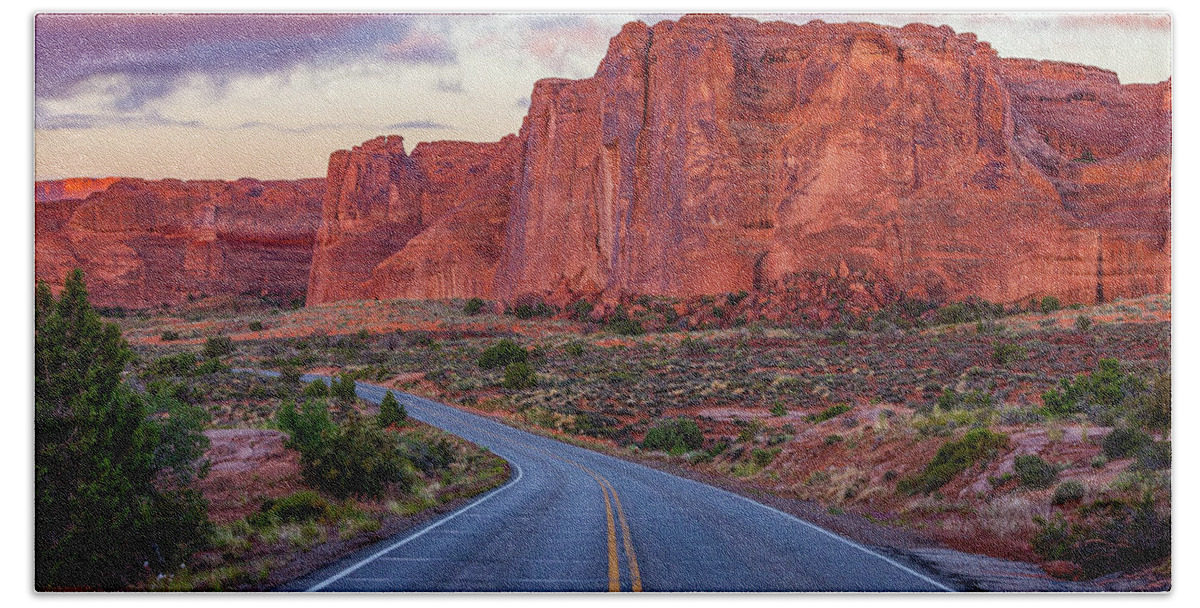 #faatoppicks Beach Towel featuring the photograph Red Rocks Road by Darren White