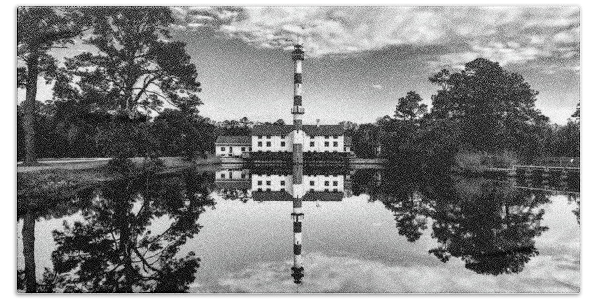 Lake Mattamuskeet Pump Station Beach Towel featuring the photograph Reflection in Time by C Renee Martin